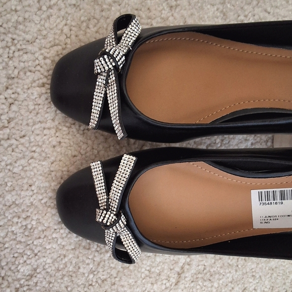 SOLD!!!Bamboo NWT, #2 Pair, 7.5, Woman's Black White Rhinestone Flat Dress Shoes - Picture 7 of 10